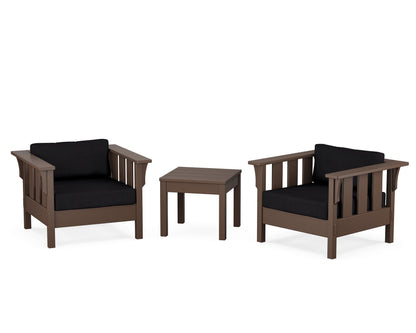 Martha Stewart by POLYWOOD® Acadia 3-Piece Deep Seating Set in Mahogany / Midnight Linen