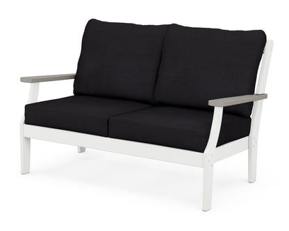 POLYWOOD® Braxton Deep Seating Loveseat in White / Driftwood / Midnight Linen