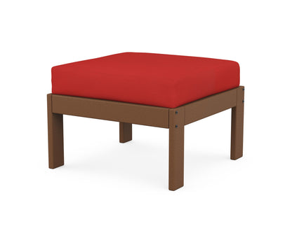 POLYWOOD® Vineyard Modular Ottoman in Teak / Crimson Linen