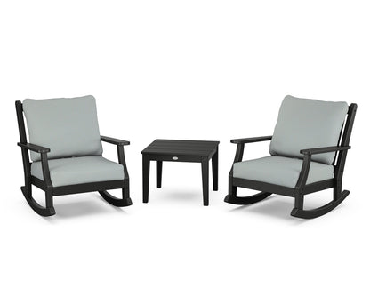 Country Living Wovendale 3-Piece Deep Seating Rocker Set in Black / Spa
