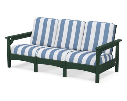 POLYWOOD® Club Sofa in Green / Cabana Stripe Sky Blue