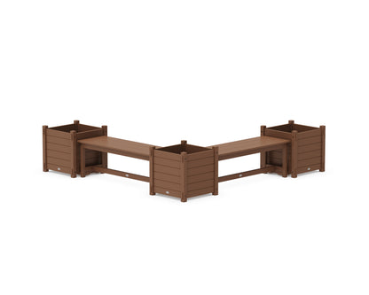 POLYWOOD® 48" Nautical L- Shaped Planter Bench Corner Set - Large in Teak
