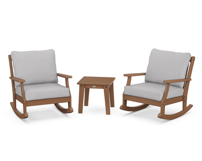 POLYWOOD® Braxton 3-Piece Deep Seating Rocker Set in Teak / Granite