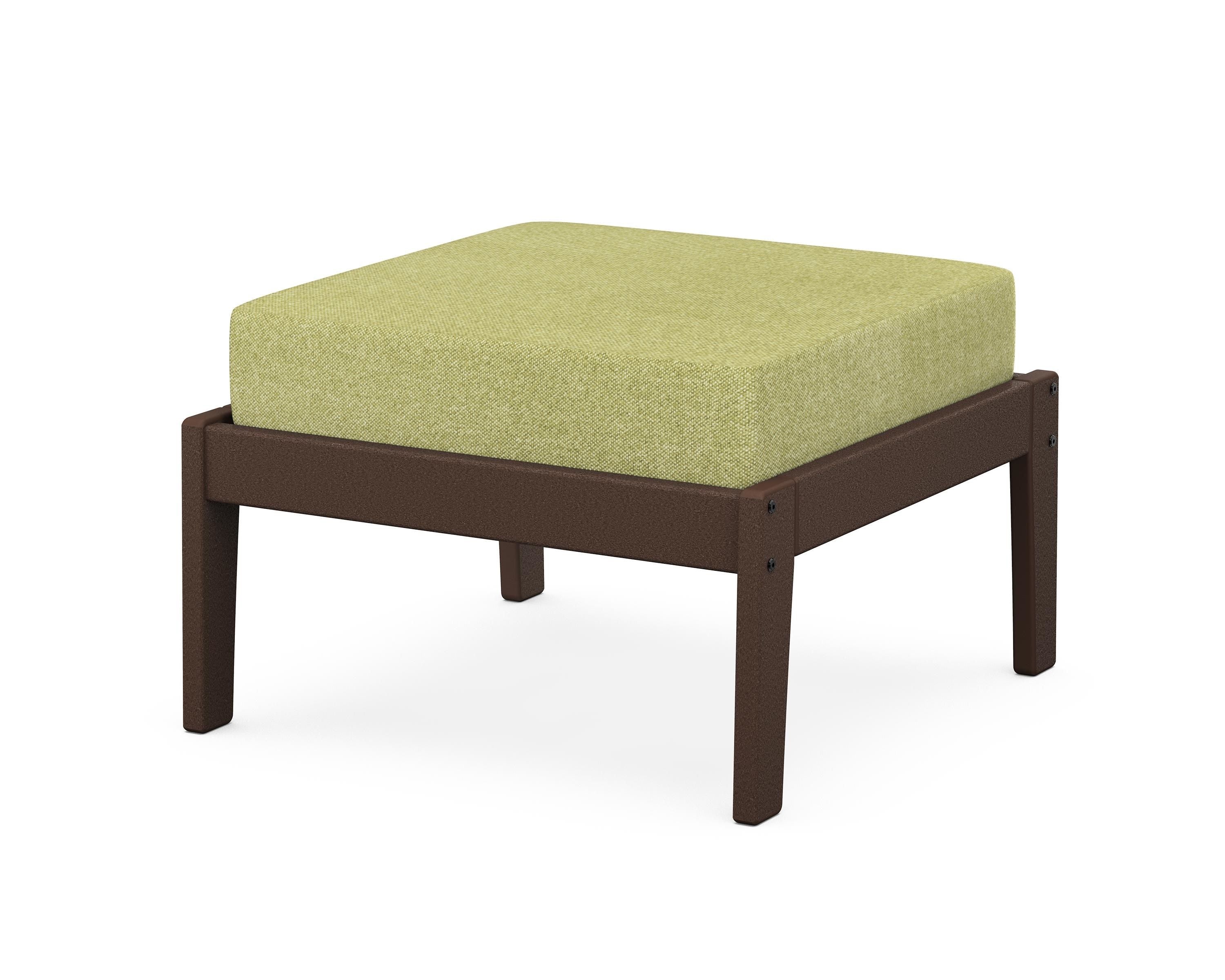 Unbranded Deep Seating Ottoman in Mahogany / Chartreuse Boucle
