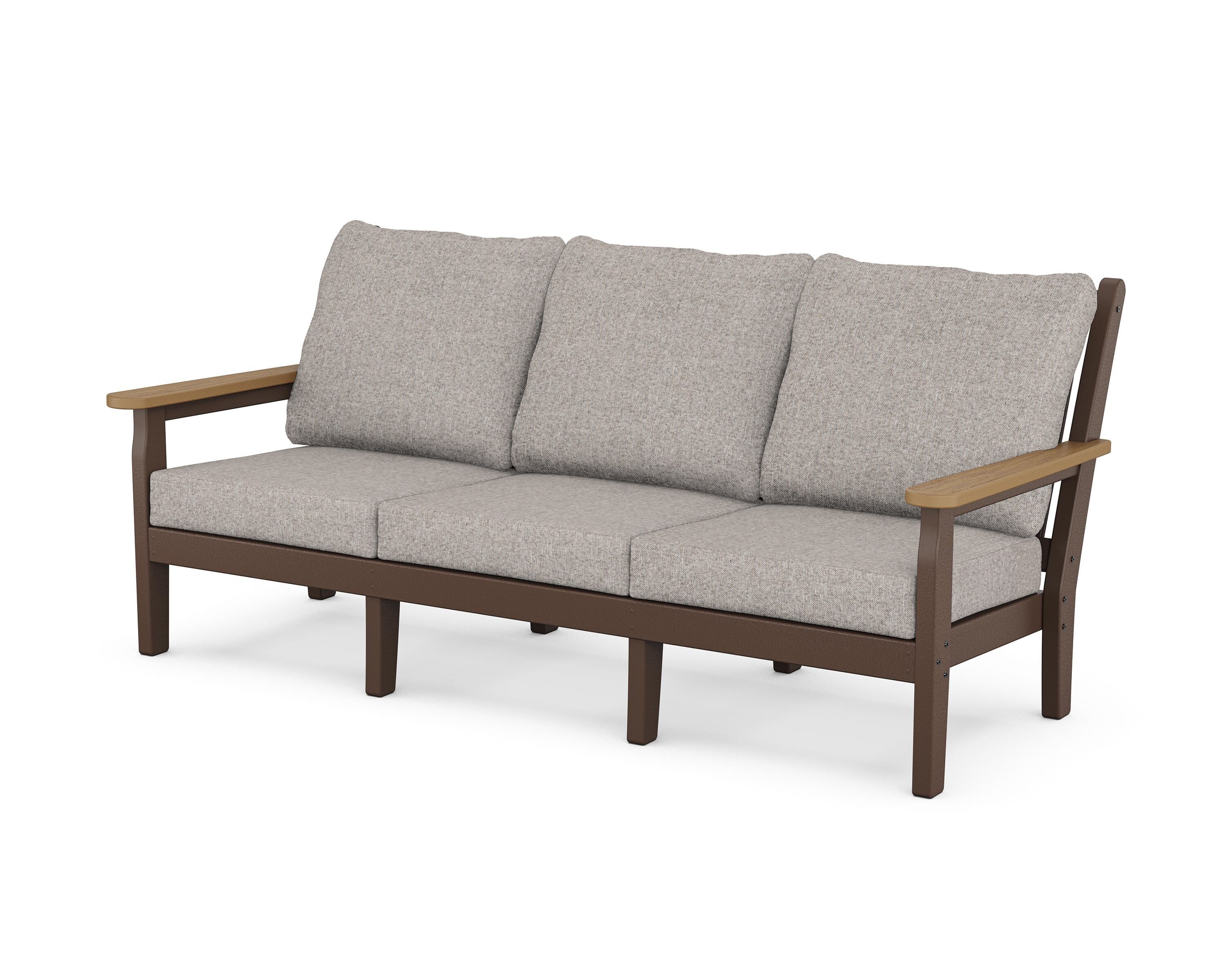 POLYWOOD® Chippendale Deep Seating Sofa in Mahogany / Natural / Weathered Tweed