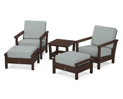 POLYWOOD® Harbour 5-Piece Deep Seating Chair Set in Mahogany / Spa