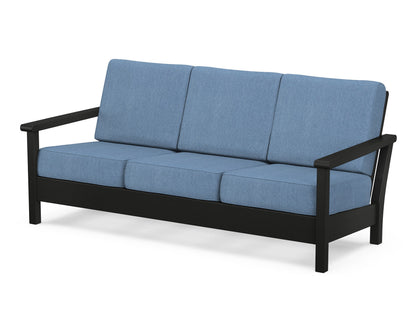 POLYWOOD® Harbour Deep Seating Sofa in Black / Sky Blue