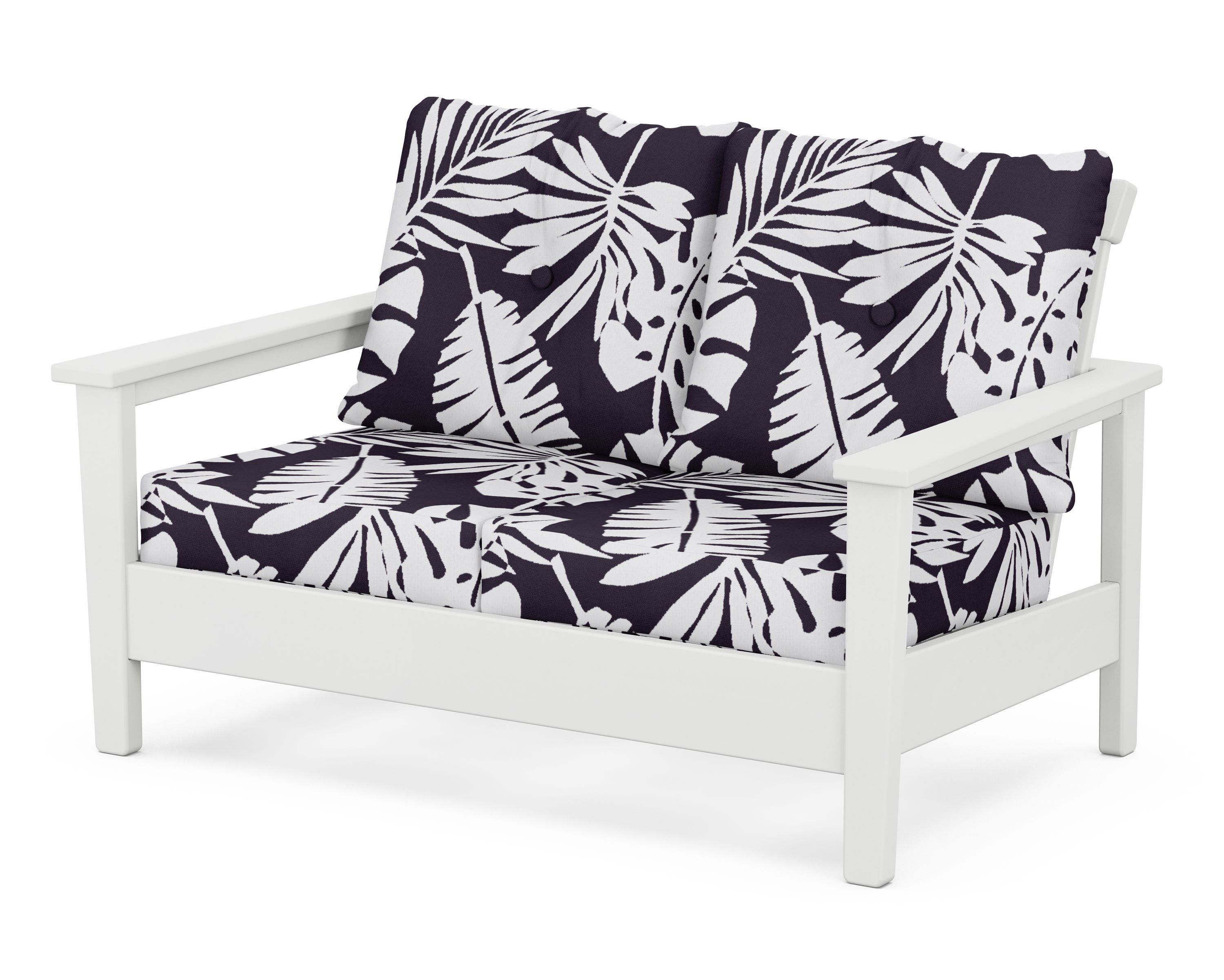 POLYWOOD® Prescott Deep Seating Loveseat in White / Leaf Navy