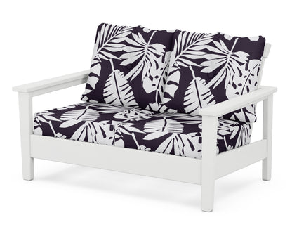 POLYWOOD® Prescott Deep Seating Loveseat in White / Leaf Navy