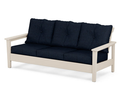 POLYWOOD® Prescott Deep Seating Sofa in Sand / Marine Indigo