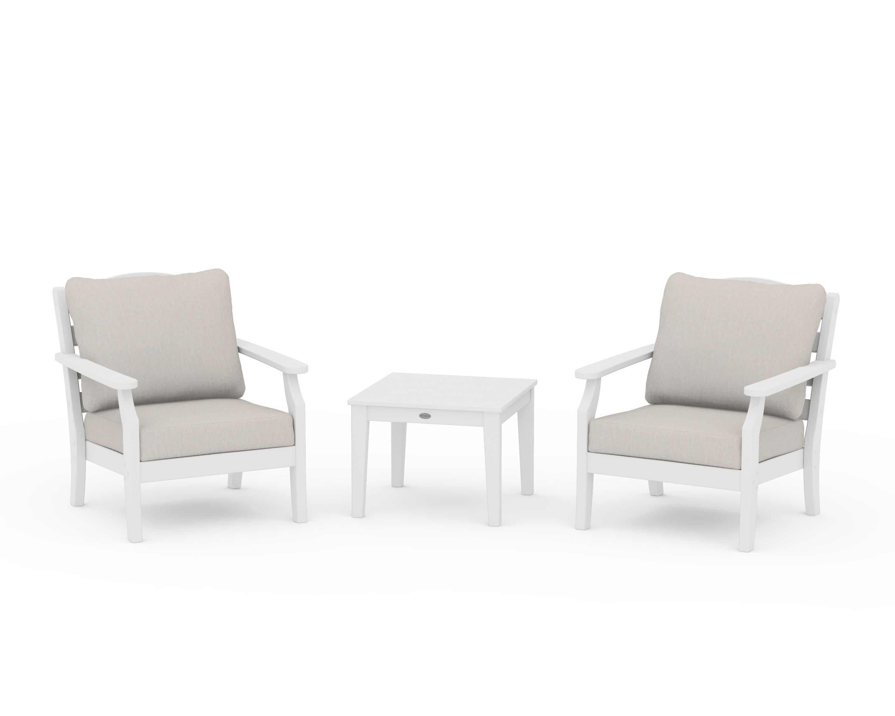 Draper James™ by  POLYWOOD® Savannah 3-Piece Deep Seating Set in White / Cast Ash