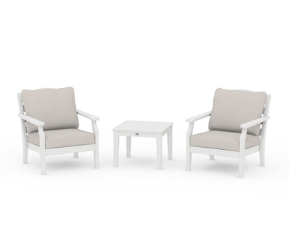 Draper James™ by  POLYWOOD® Savannah 3-Piece Deep Seating Set in White / Cast Ash