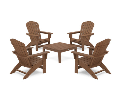 POLYWOOD® 5-Piece Nautical Grand Adirondack Chair Conversation Group in Teak