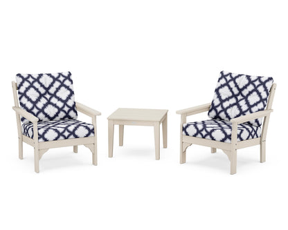 POLYWOOD® Vineyard 3-Piece Deep Seating Set in Sand / Trellis Navy