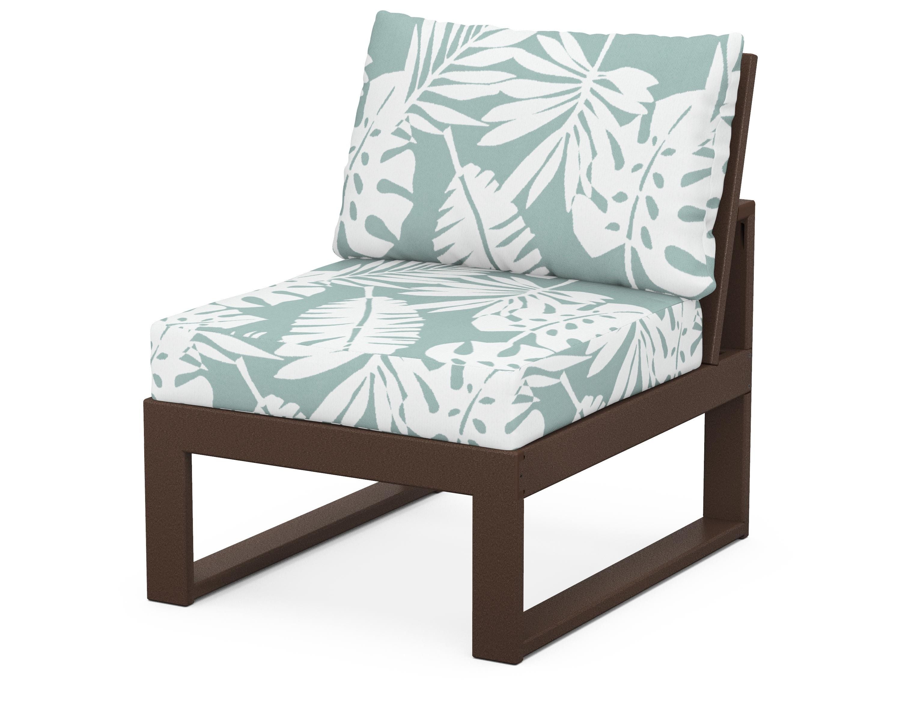 Unbranded Modular Armless Chair in Mahogany / Leaf Glacier Spa