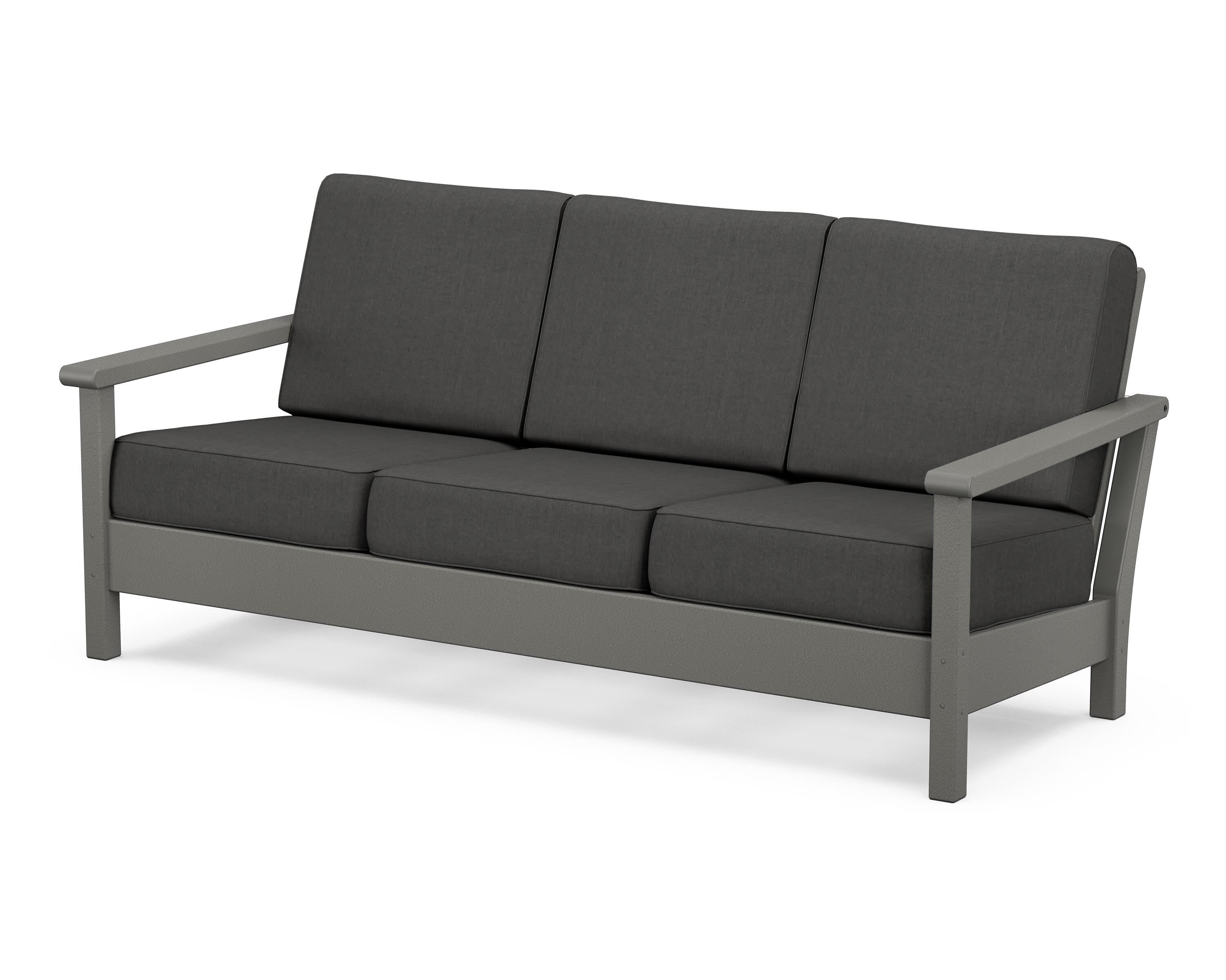 POLYWOOD® Harbour Deep Seating Sofa in Slate Grey / Spectrum Carbon