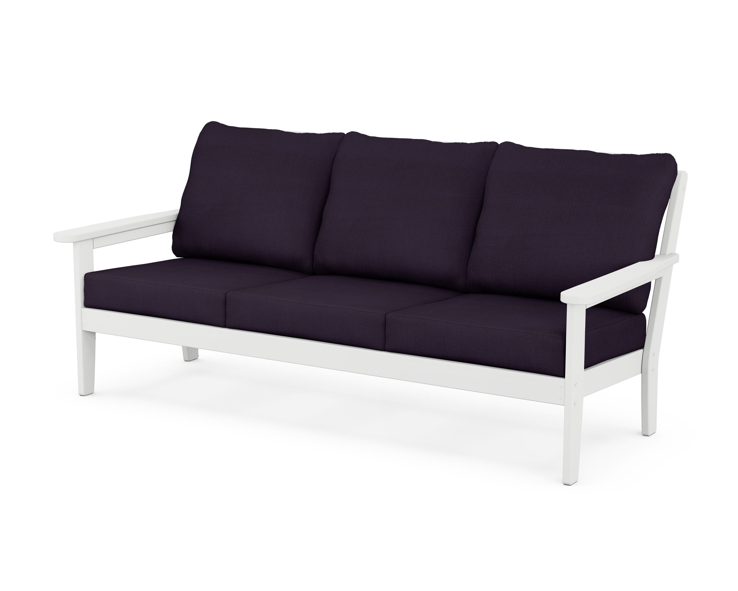 Country Living Cottage Deep Seating Sofa in White / Navy Linen