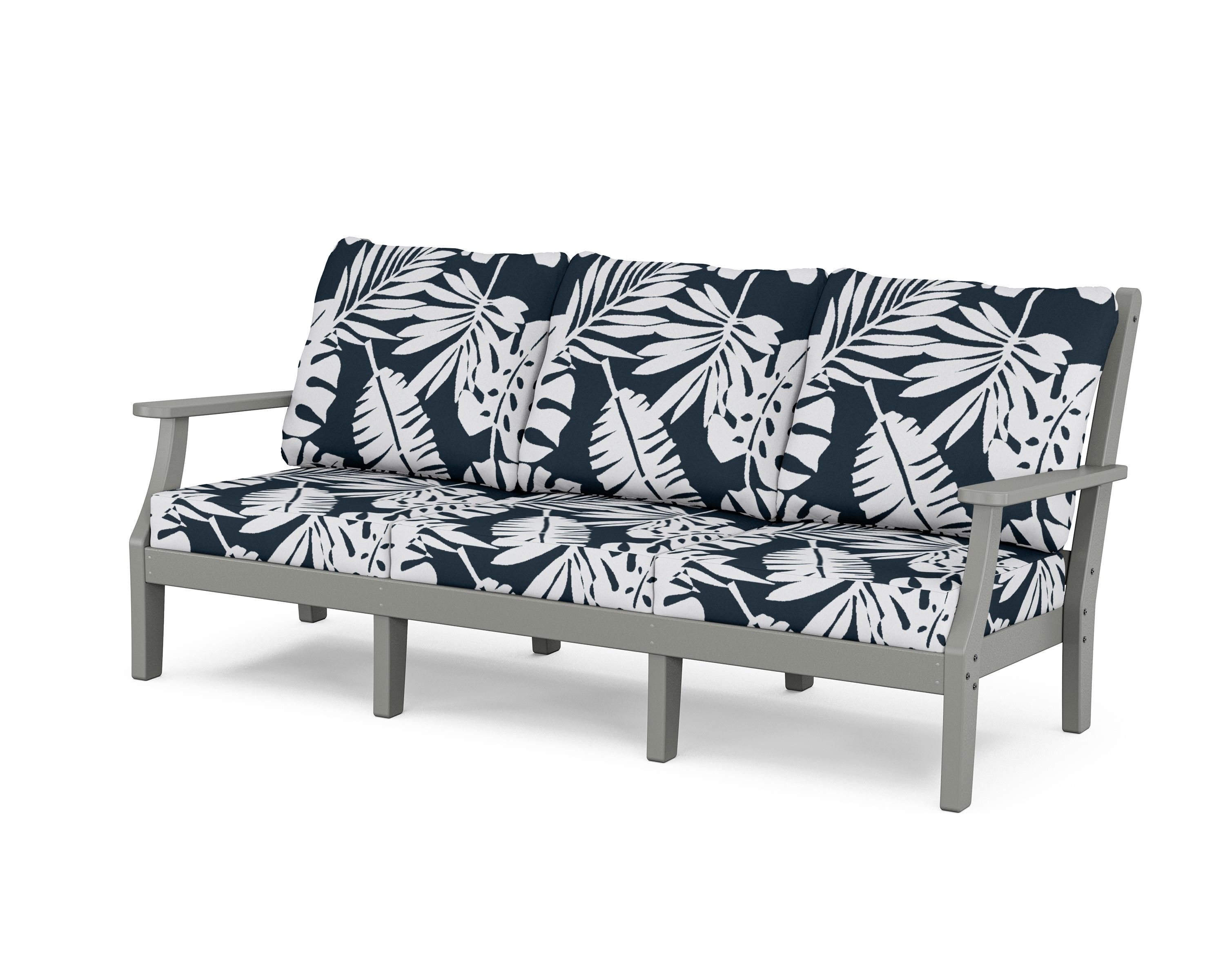 Country Living Wovendale Deep Seating Sofa in Slate Grey / Leaf Marine Indigo