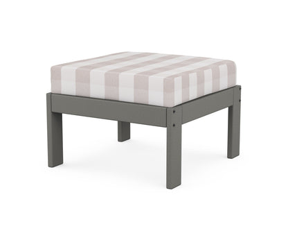 POLYWOOD® Vineyard Modular Ottoman in Slate Grey / Buffalo Plaid Dune Burlap