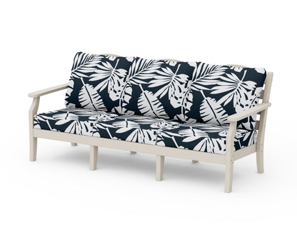 Draper James™ by  POLYWOOD® Savannah Deep Seating Sofa in Sand / Leaf Marine Indigo