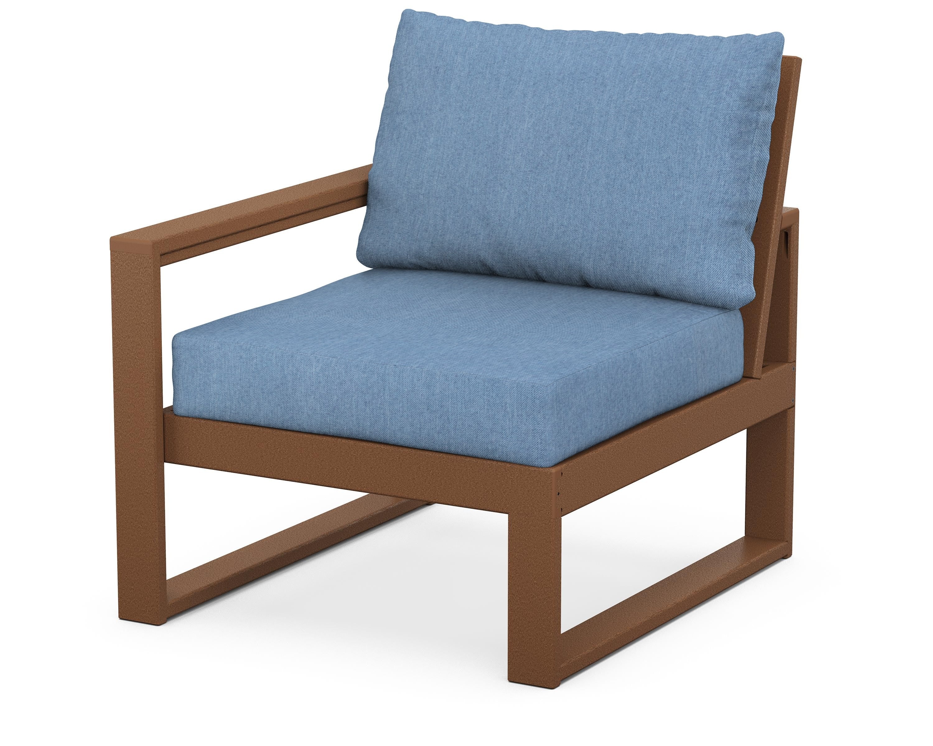 POLYWOOD® EDGE Modular Left Arm Chair in Teak / Sky Blue