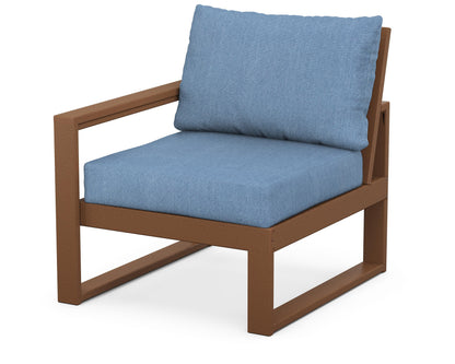 POLYWOOD® EDGE Modular Left Arm Chair in Teak / Sky Blue