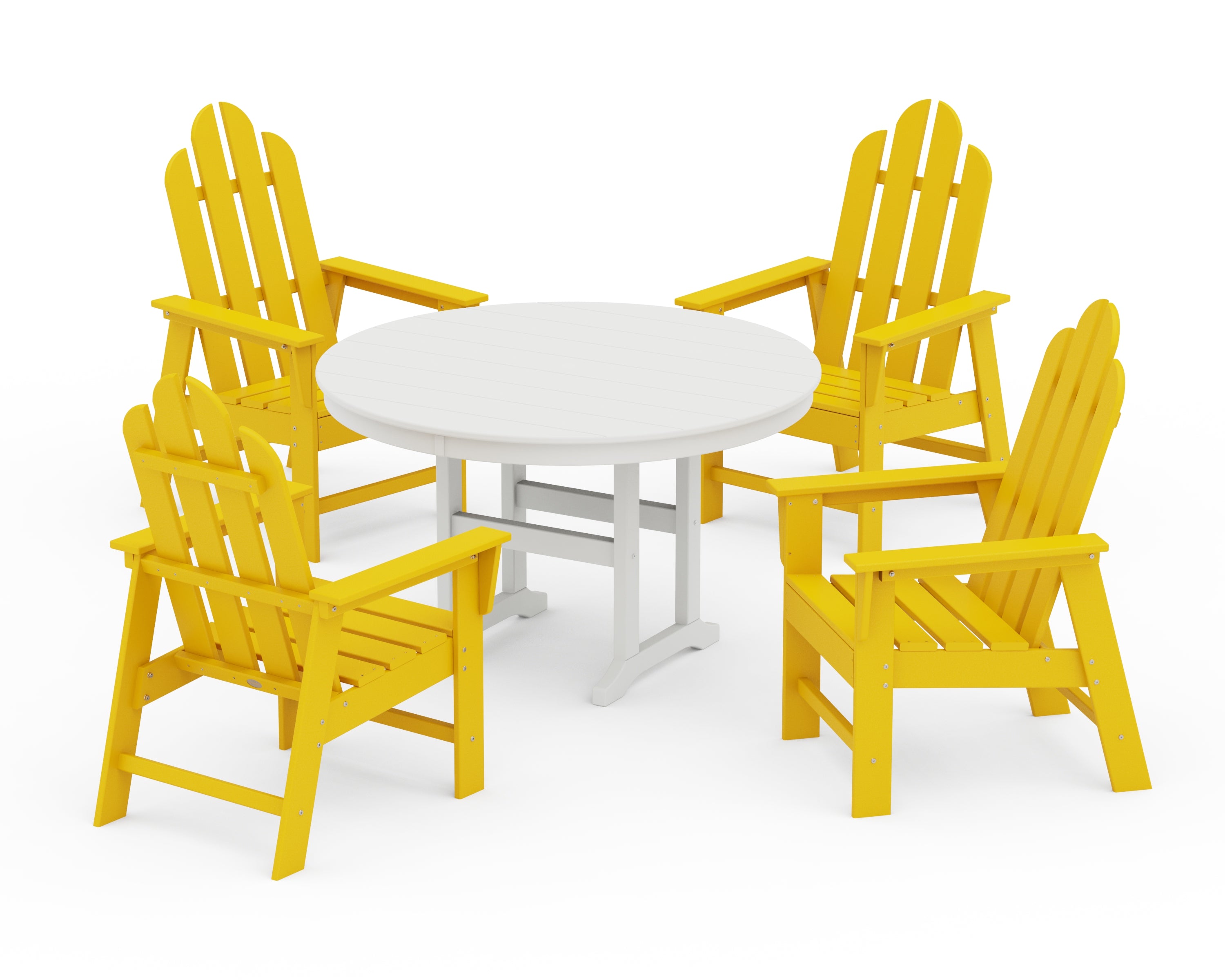 POLYWOOD® Long Island 5-Piece Round Farmhouse Dining Set in Lemon / White