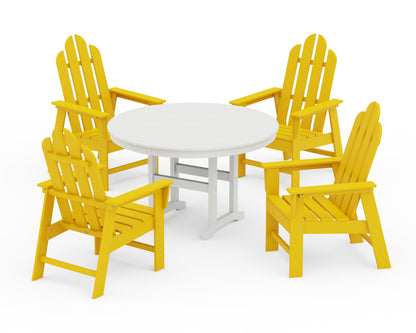 POLYWOOD® Long Island 5-Piece Round Farmhouse Dining Set in Lemon / White