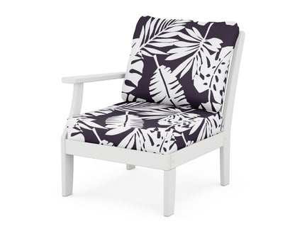 POLYWOOD® Braxton Modular Left Arm Chair in White / Leaf Navy