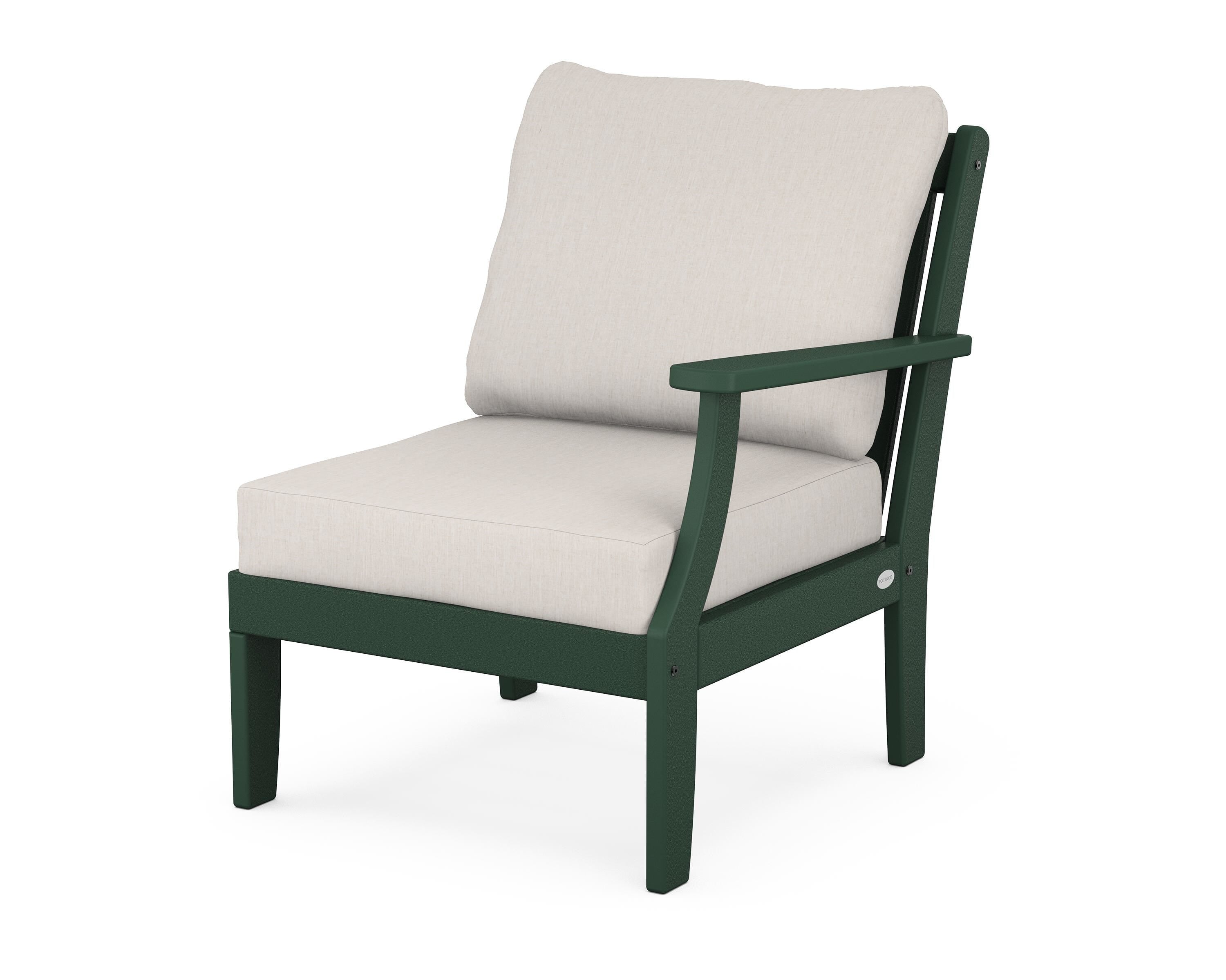 POLYWOOD® Braxton Modular Right Arm Chair in Green / Cast Ash