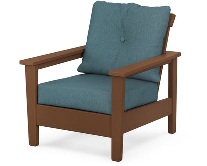 POLYWOOD® Prescott Deep Seating Chair in Teak / Ocean Teal