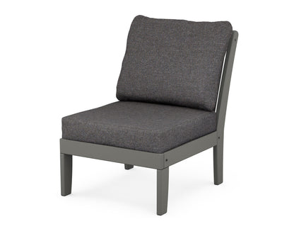 POLYWOOD® Braxton Modular Armless Chair in Slate Grey / Ash Charcoal