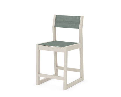 POLYWOOD® EDGE Sling Counter Side Chair in Sand / Dupioni Sea Mist Sling