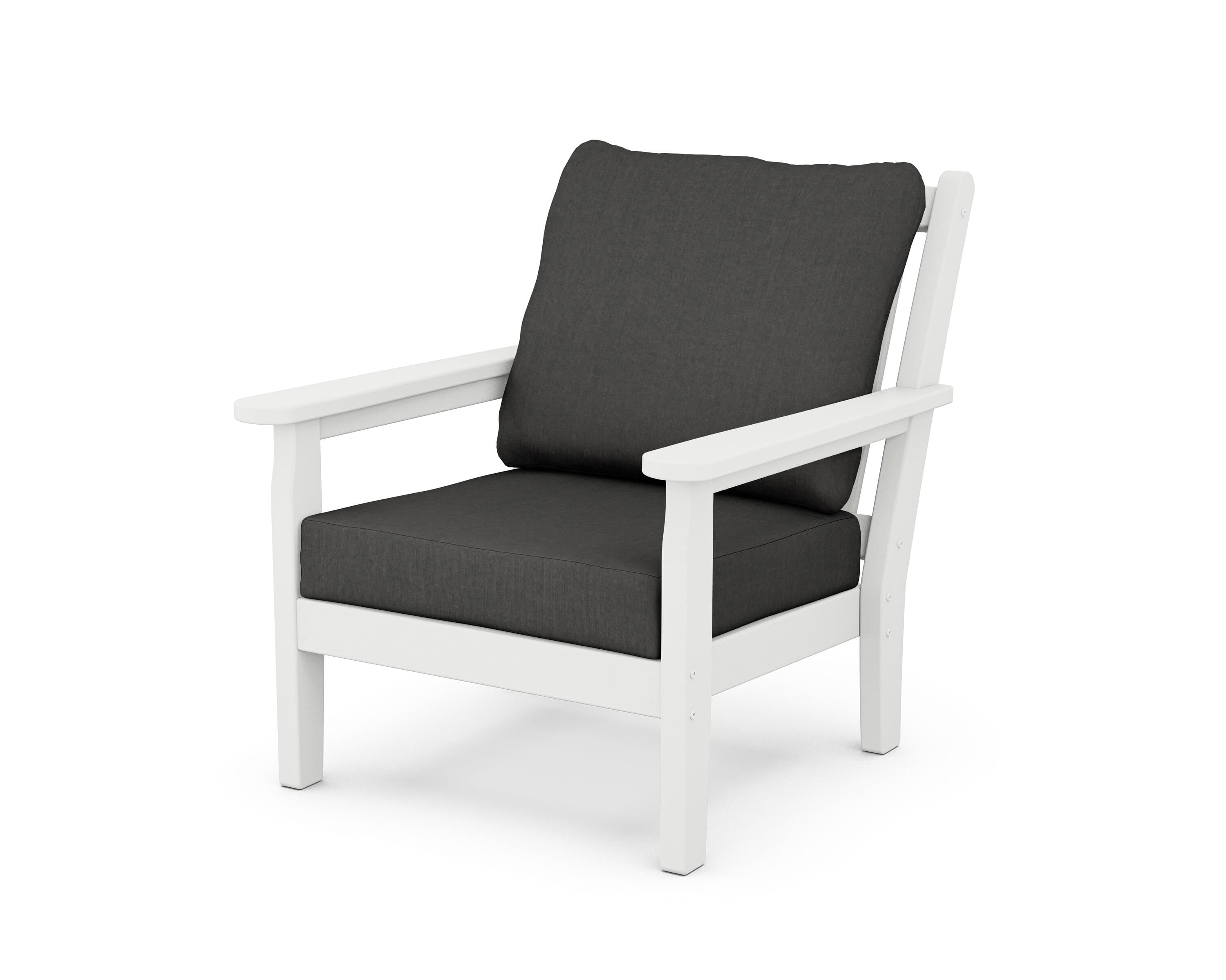 POLYWOOD® Chippendale Deep Seating Chair in White / Spectrum Carbon