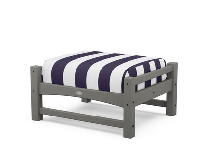 POLYWOOD® Club Ottoman in Slate Grey / Cabana Stripe Navy