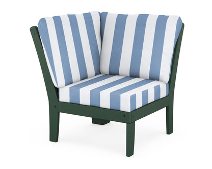 POLYWOOD® Braxton Modular Corner Chair in Green / Cabana Stripe Sky Blue
