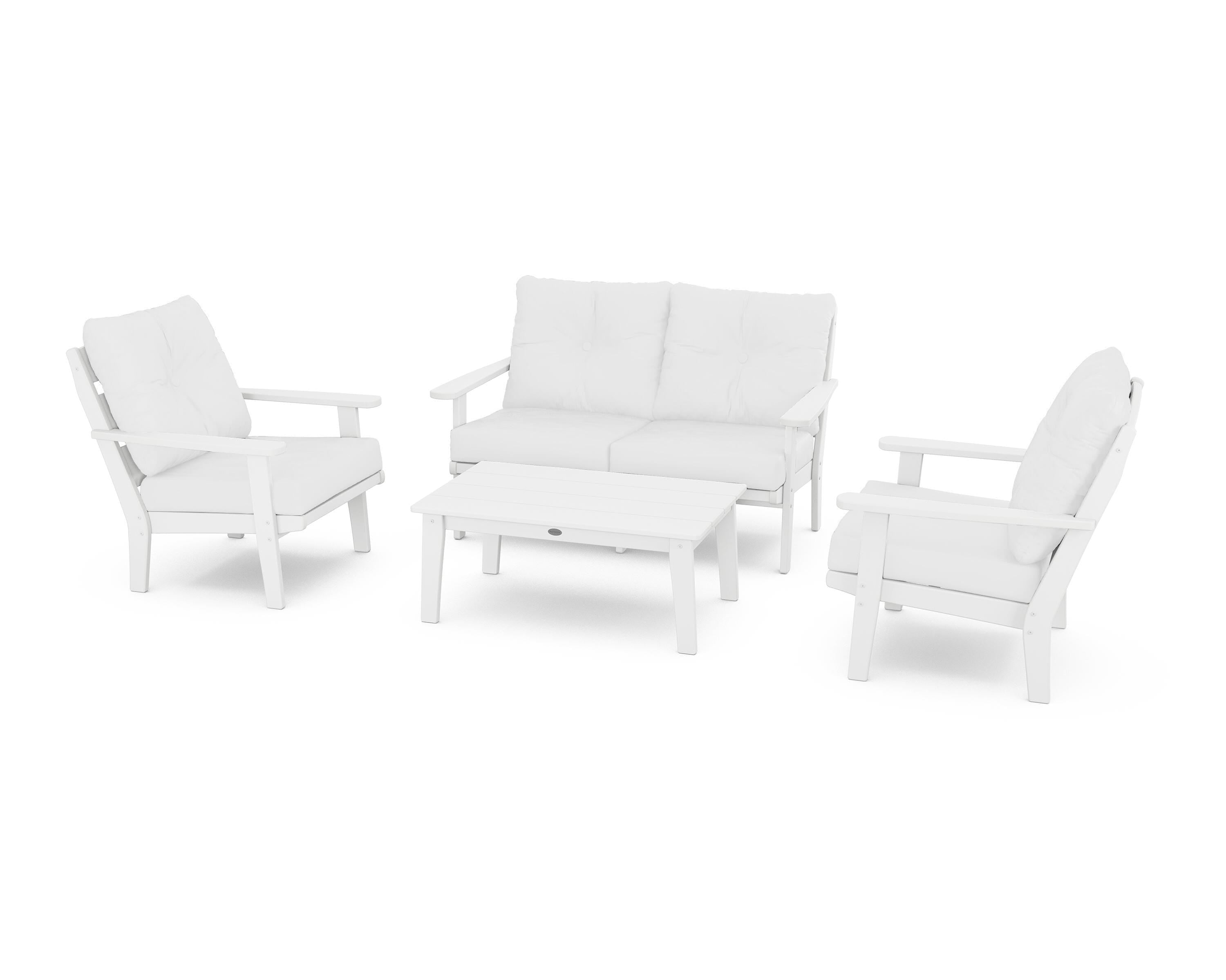 POLYWOOD® Lakeside 4-Piece Deep Seating Set in White / Natural
