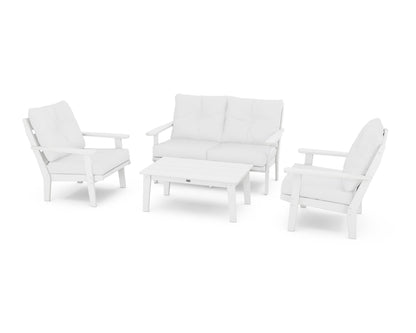 POLYWOOD® Lakeside 4-Piece Deep Seating Set in White / Natural