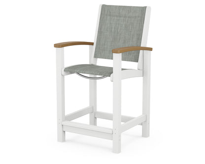 POLYWOOD® Coastal Counter Chair in White / Natural / Birch Sling