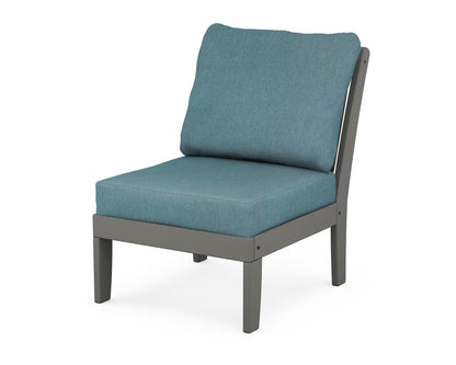 POLYWOOD® Braxton Modular Armless Chair in Slate Grey / Ocean Teal