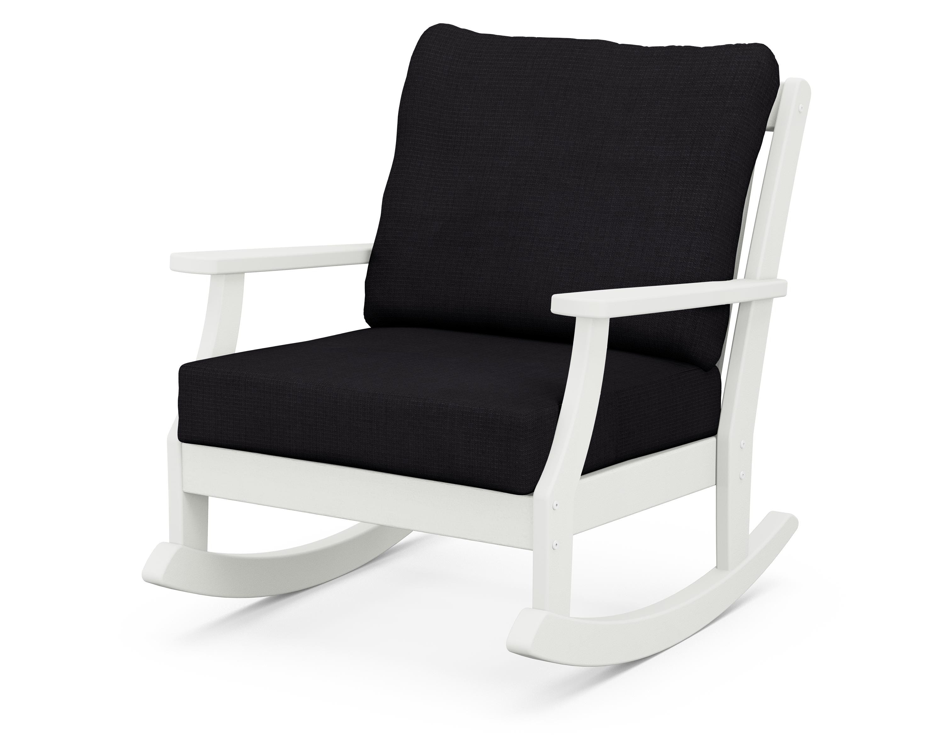 POLYWOOD® Braxton Deep Seating Rocking Chair in Vintage White / Midnight Linen