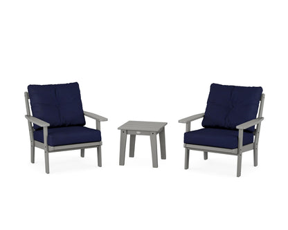 POLYWOOD® Prairie 3-Piece Deep Seating Set in Slate Grey / Navy