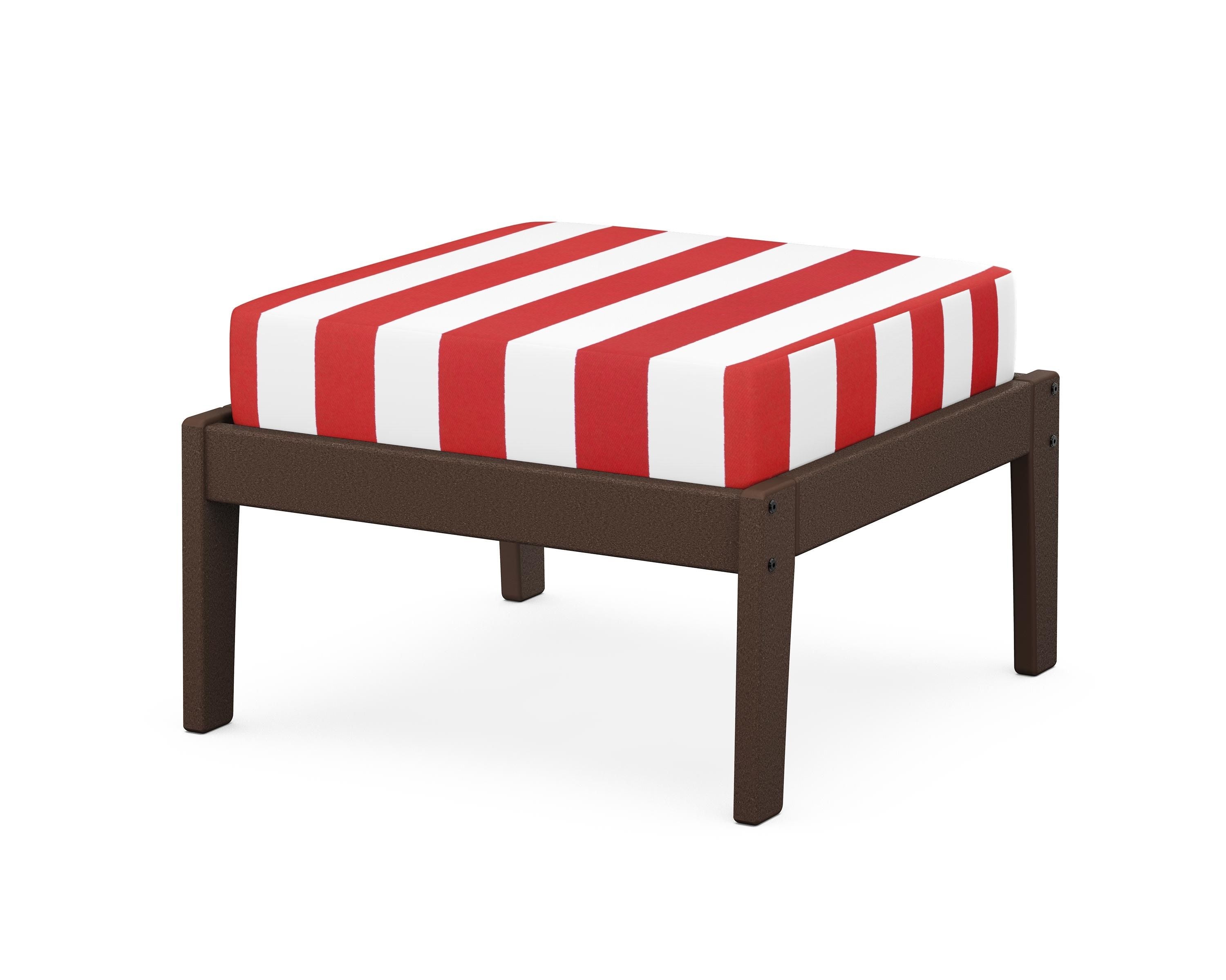 Unbranded Deep Seating Ottoman in Mahogany / Cabana Stripe Crimson