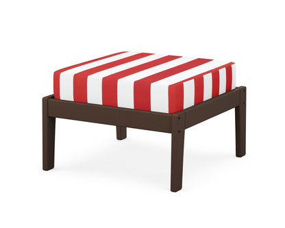 Unbranded Deep Seating Ottoman in Mahogany / Cabana Stripe Crimson