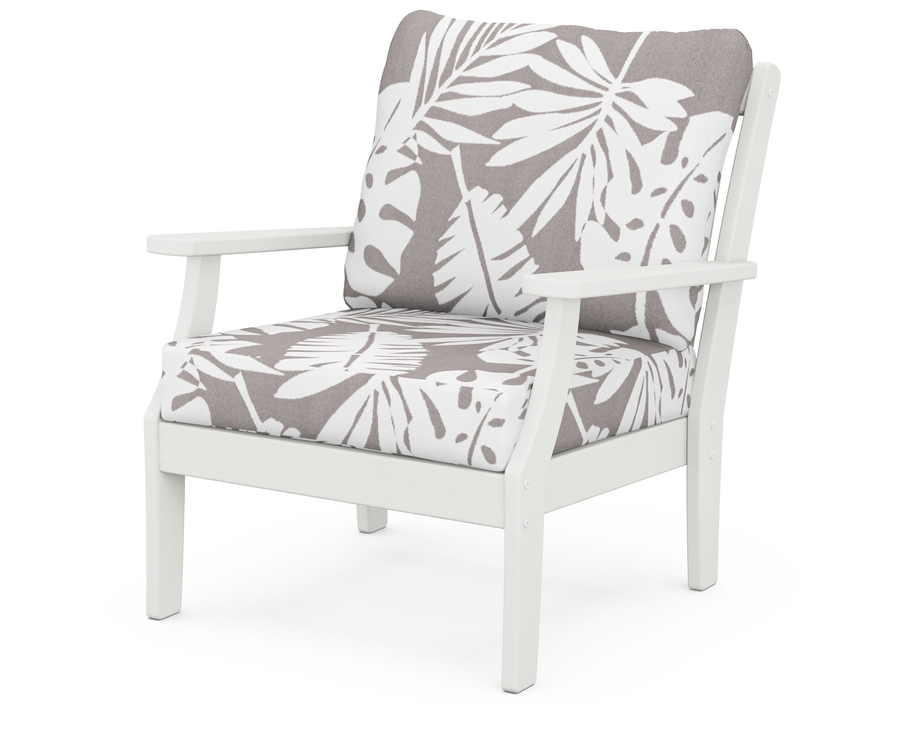 POLYWOOD® Braxton Deep Seating Chair in Vintage White / Leaf Grey Mist