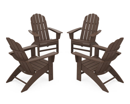 POLYWOOD® 4-Piece Vineyard Curveback Adirondack Chair Conversation Set in Mahogany
