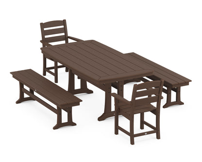 POLYWOOD® Lakeside 5-Piece Dining Set with Trestle Legs in Mahogany