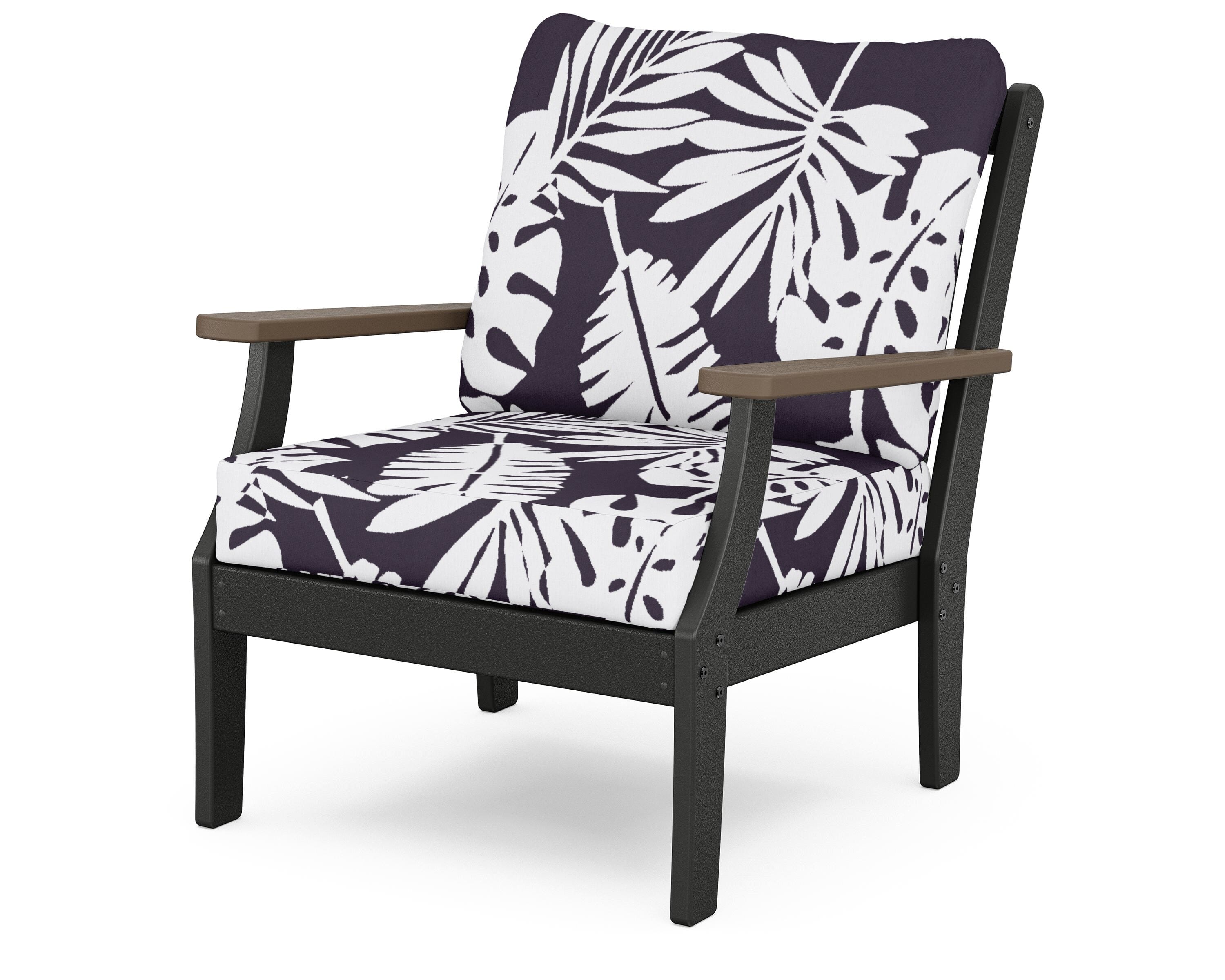 POLYWOOD® Braxton Deep Seating Chair in Black / Kona / Leaf Navy