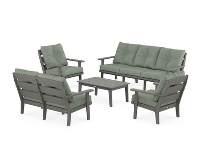 POLYWOOD® Lakeside 5-Piece Lounge Sofa Set in Slate Grey / Cast Sage