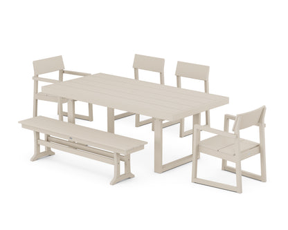 POLYWOOD® EDGE 6-Piece Dining Set with Bench in Sand